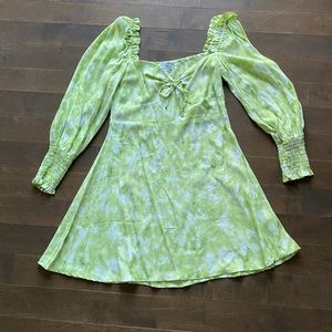 Summer mini dress lime green tie dye